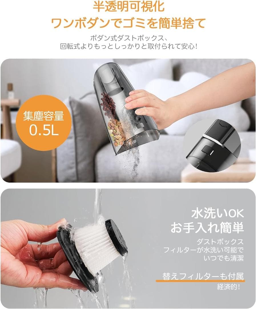 掃除機 コードレス 2024新型 15000pa強力吸引 ハンディクリーナー