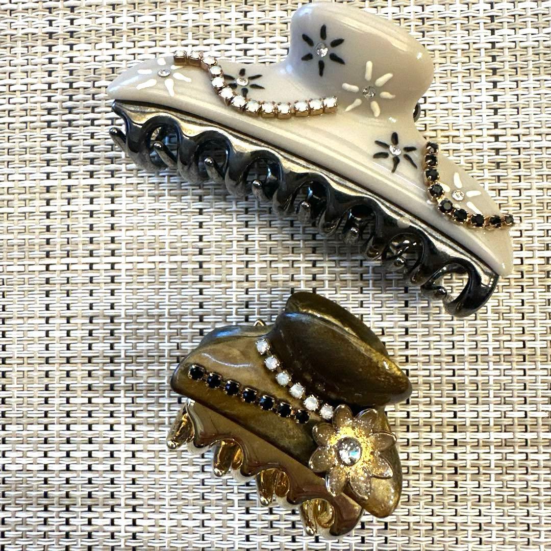 acca アッカ　クリップ　大小　2個セット 花柄　ゴージャスストーン　美品