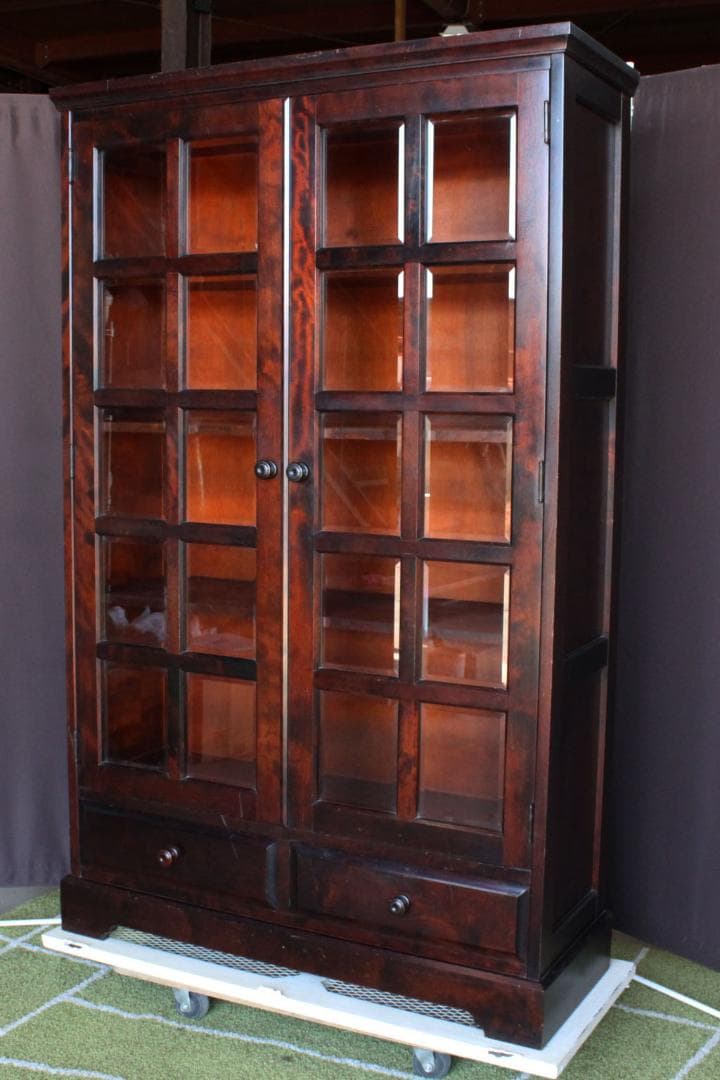 送料込み①★北海道民芸家具☆書棚/本棚/キャビネット☆樺/カバ☆焼印あり☆