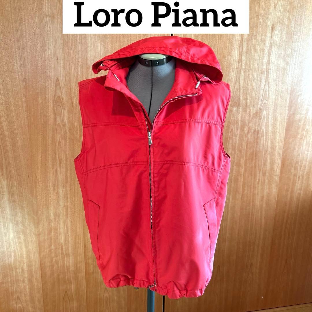 Men’s Loro Piana◆フード付きレッドベスト　RAIN &WIND
