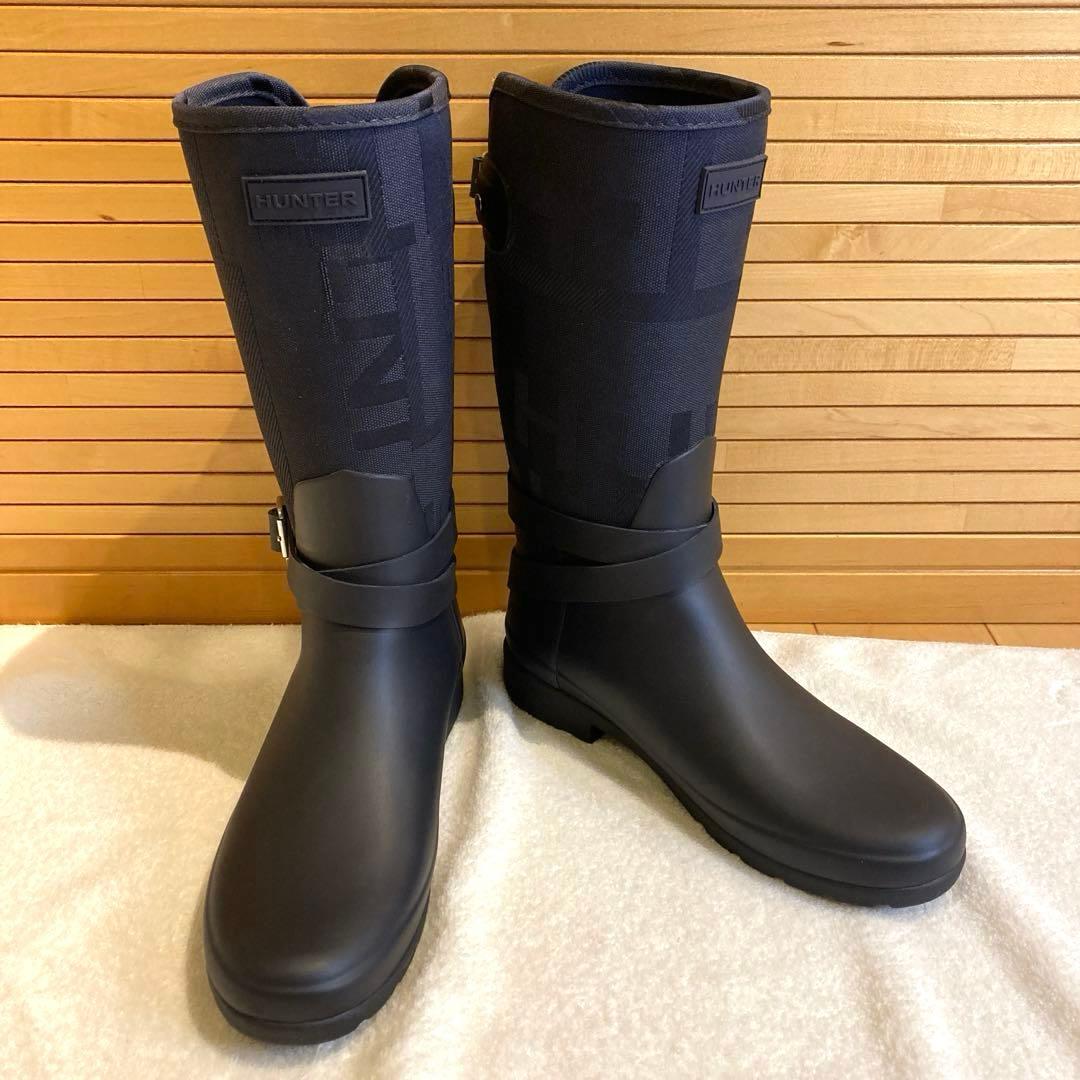 美品　HUNTER ハンター レインブーツ　リファインドジャガードトールブーツ