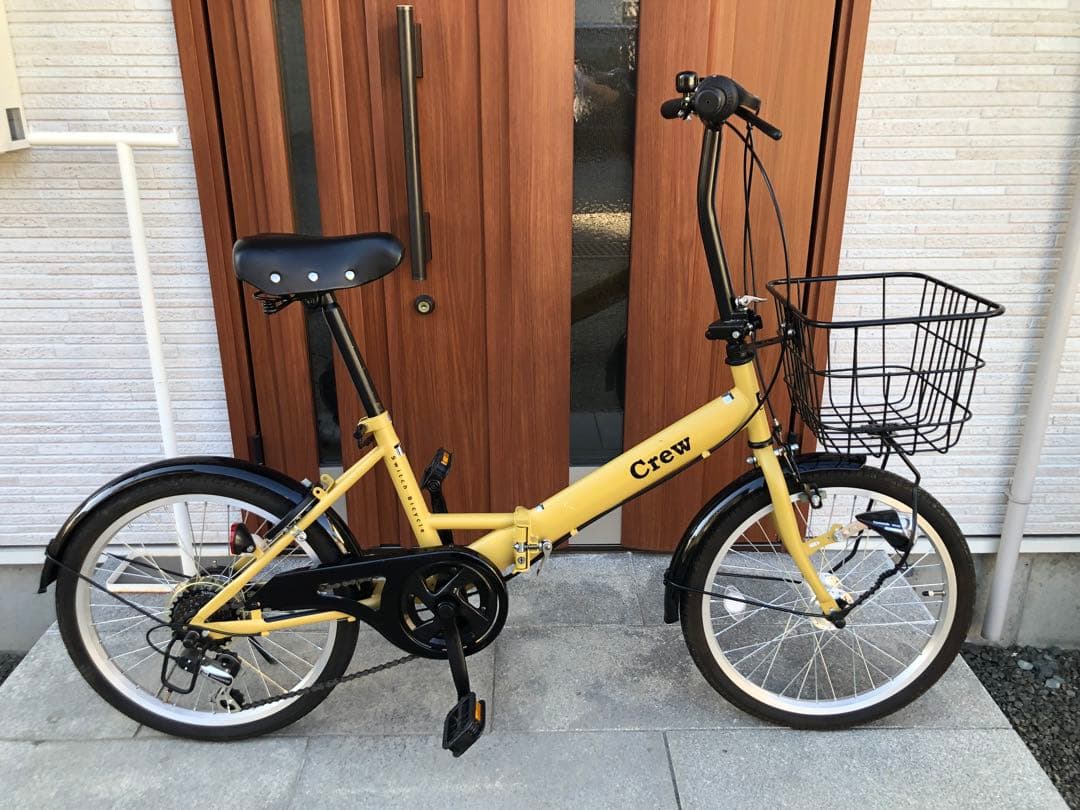 Crew 折り畳み自転車　ギア　ライト　鍵　前バスケット付き　20インチ