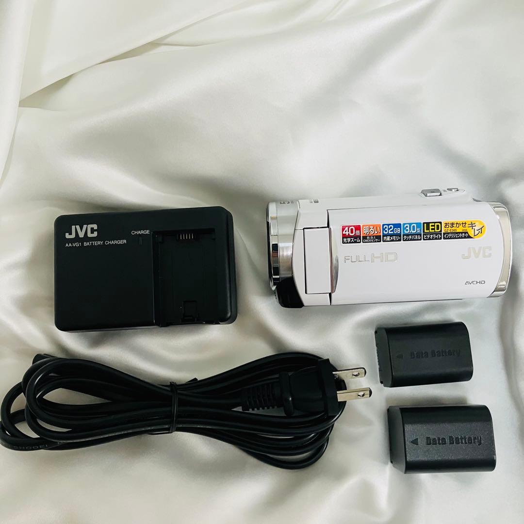 美品 JVC GZ-E265 ビデオカメラ バッテリー 2個 ホワイト