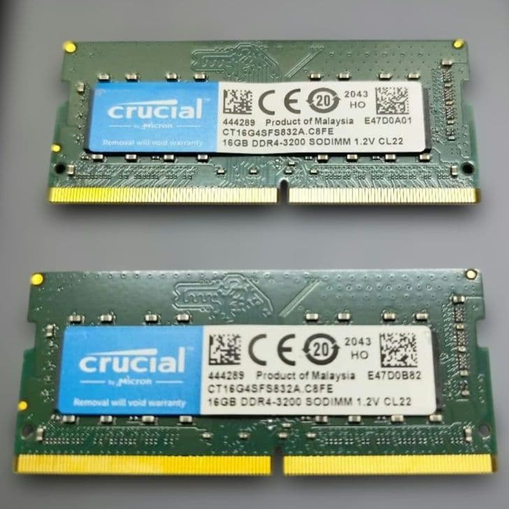 Crucial 16GB×2枚=32GBノート用メモリー DDR4-3200