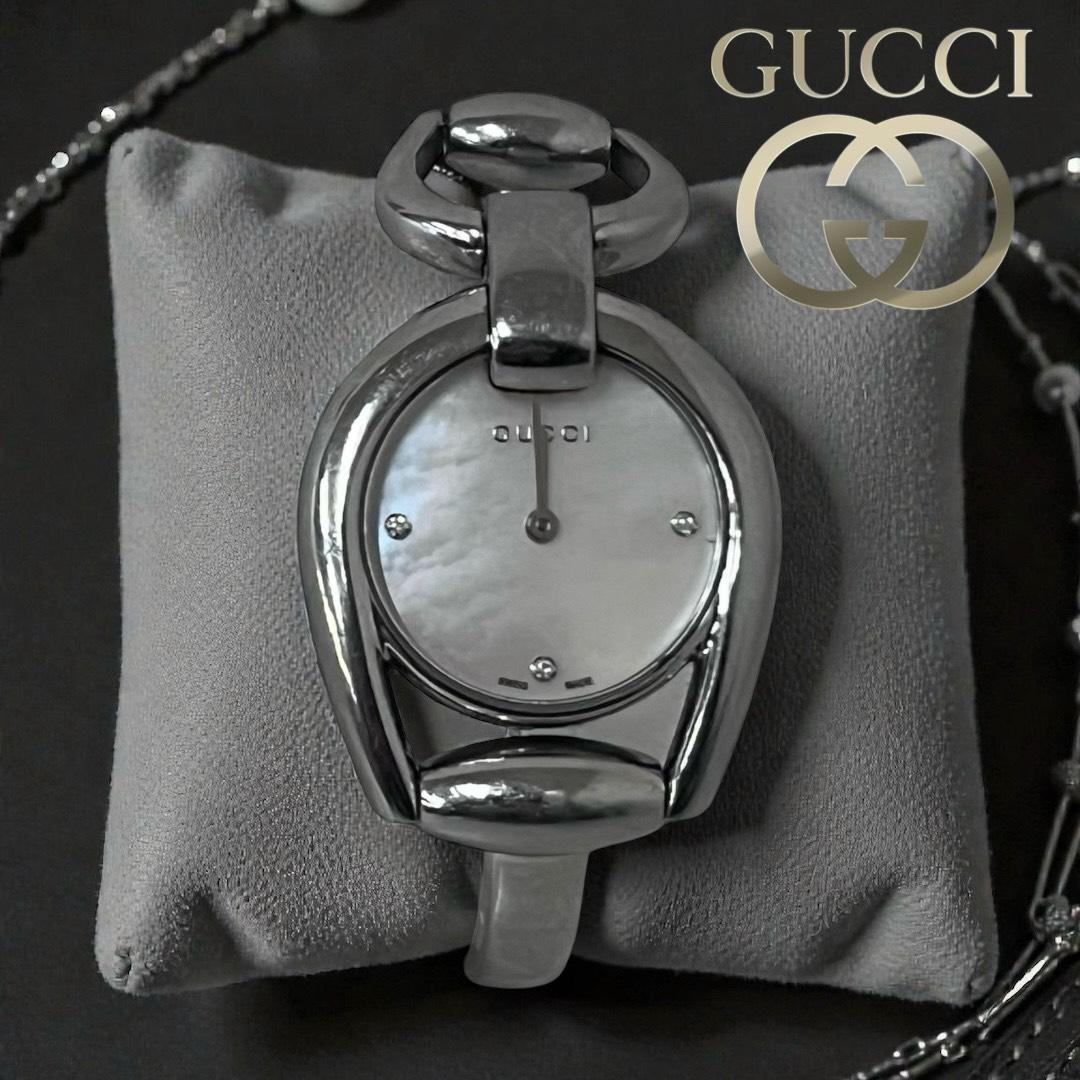 【不動品】GUCCIグッチ 139.5ホースビット 3Pダイヤ シェル文字盤