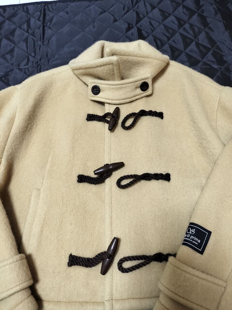 ウールシャギーショート ダッフルコート トグルボタン付き　ベージュ