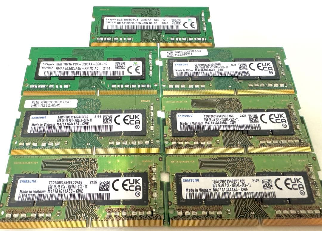 まとめ売り メモリ 8GB 1Rx16 PC4-3200AA-SA11