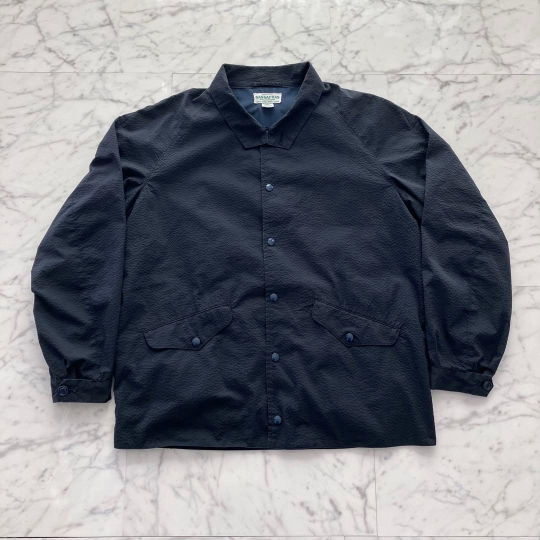 【美品】SASSAFRAS ジャケット ネイビー 背面ポケット付き 日本製 Ｌ