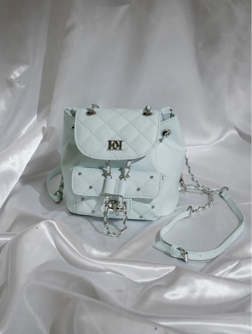 ダーリッチ キルティングビジューミニリュック SAX