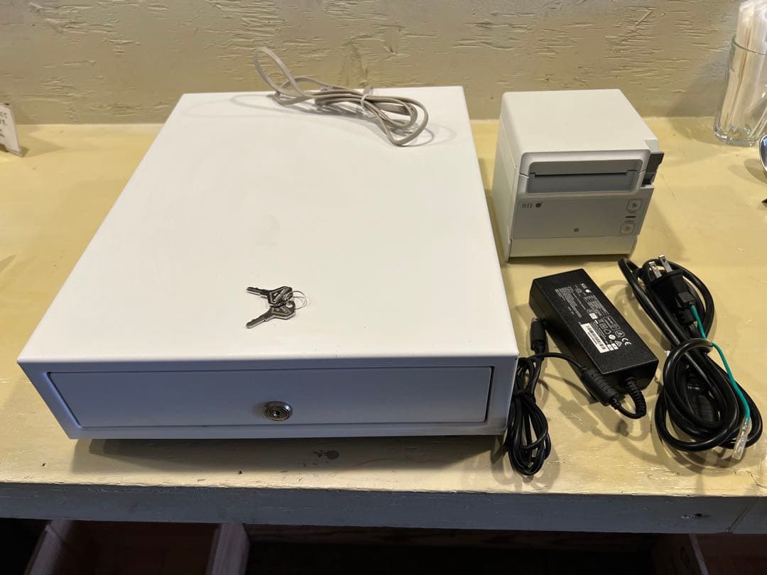 エアレジ対応 キャッシュドロアー プリンター　ホワイト レジロール紙36個