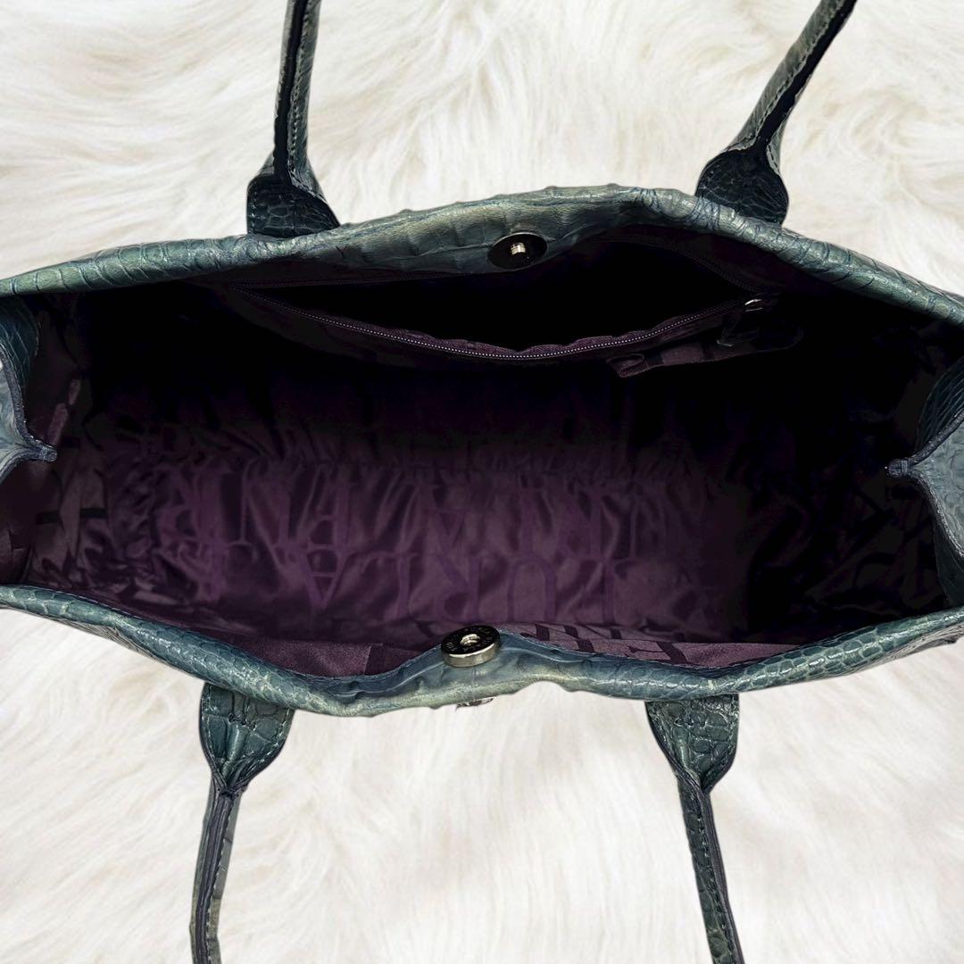 希少 フルラ トートバッグ クロコ型押し エキゾチック レザー A4 大容量