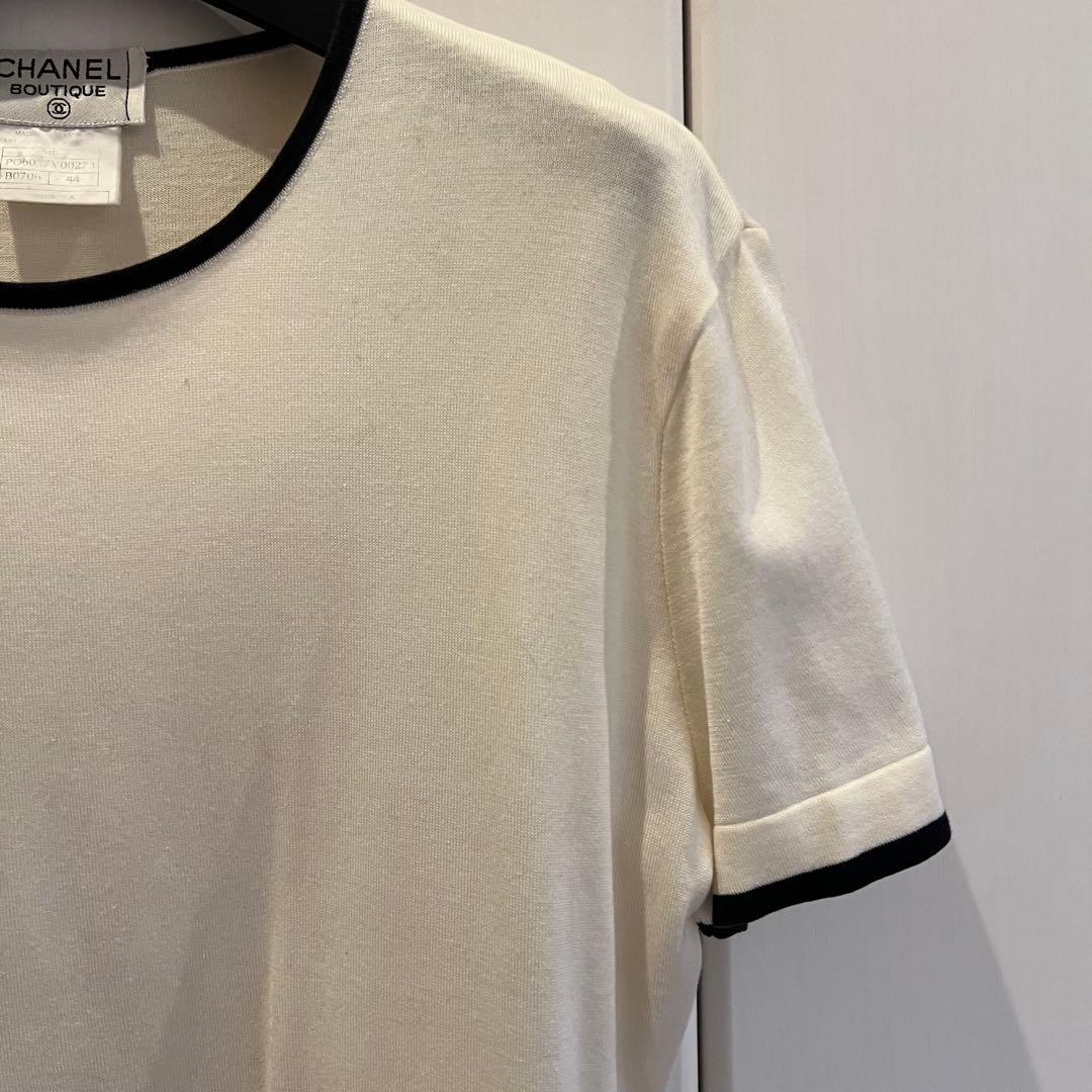CHANEL シャネル　半袖カットソー　44サイズ ホワイト/ブラック
