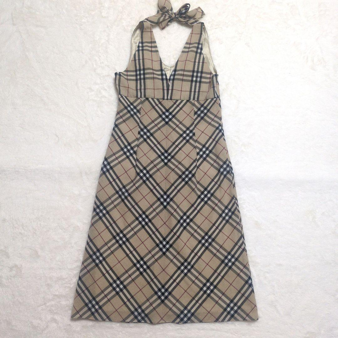 極美品 バーバリーブルーレーベル ノバチェック ワンピース ホルターネック 36