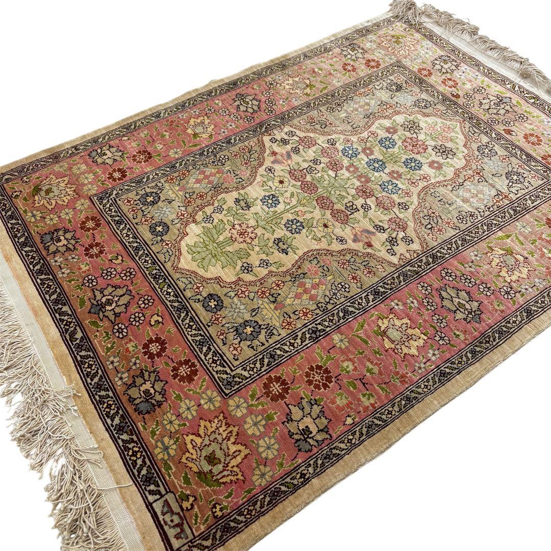 トルコ絨毯　ヘレケ　シルク　玄関マット　55×70