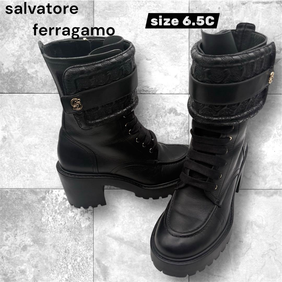 美品✨ サルヴァトーレフェラガモ ランディングブーツ サイドジップ 【6.5c】