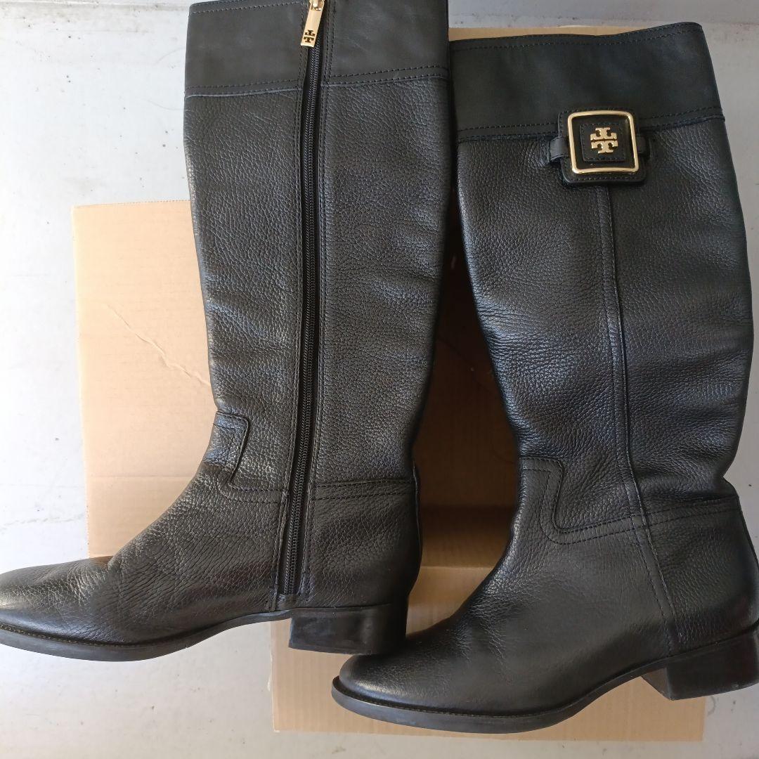 トリーバーチ　ブラック レザー ロングブーツ9M 26