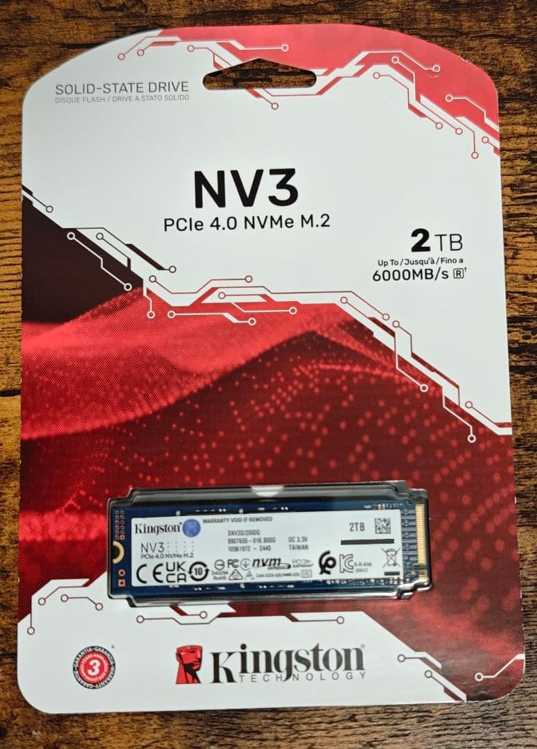 キングストン NV3 2TB PCIe 4.0 NVMe SSD