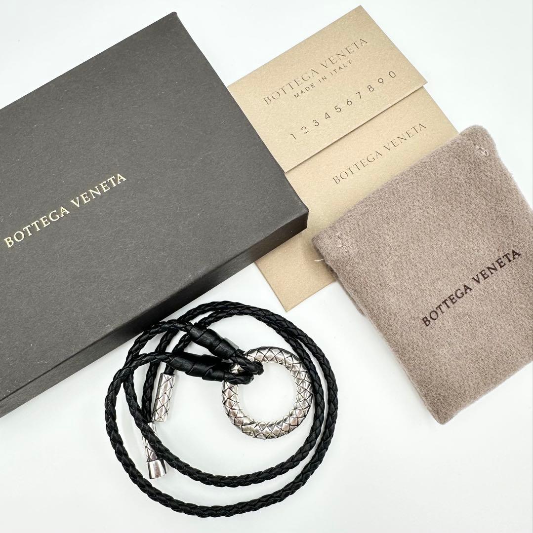 未使用級◎ボッテガヴェネタ イントレチャート リングネックレス シルバー925