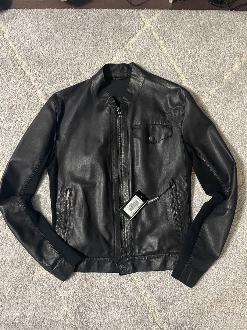 00s EMPORIO ARMANI ブラックレザー シングルライダース