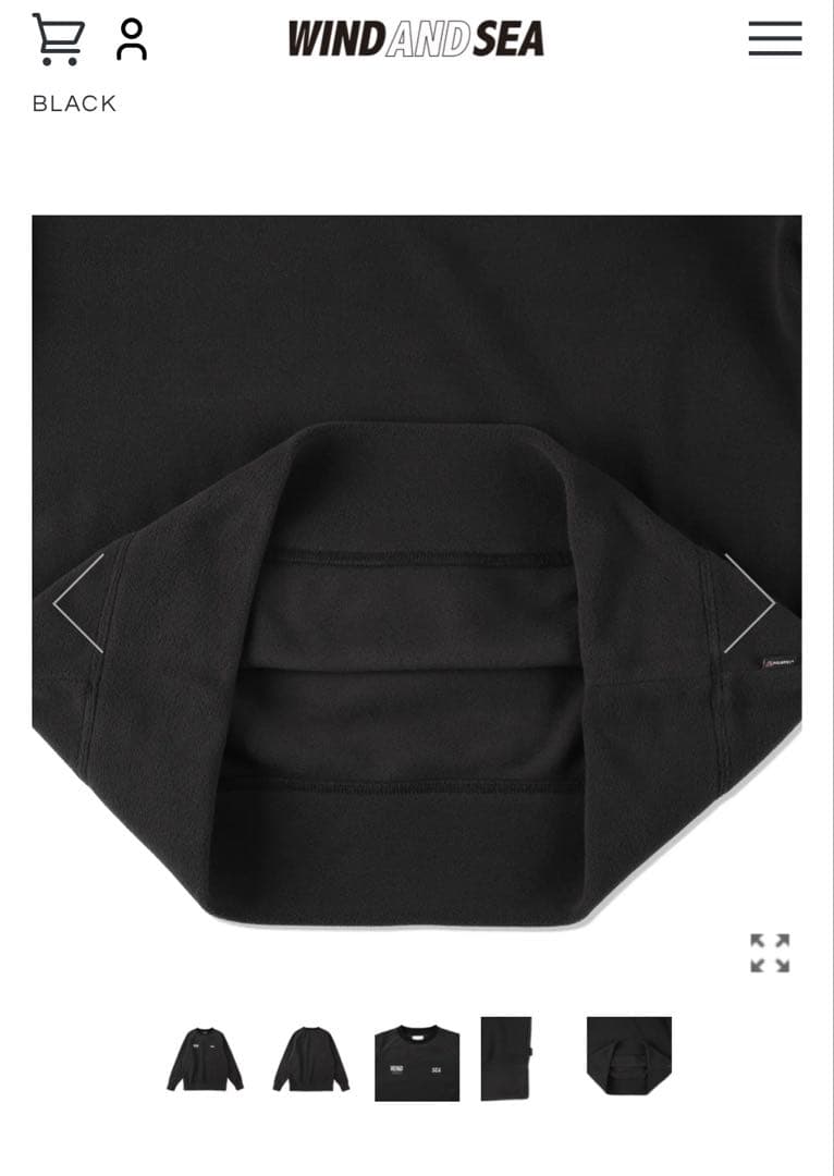 WIND AND SEA ウィンダンシーブラック フリーススウェットL
