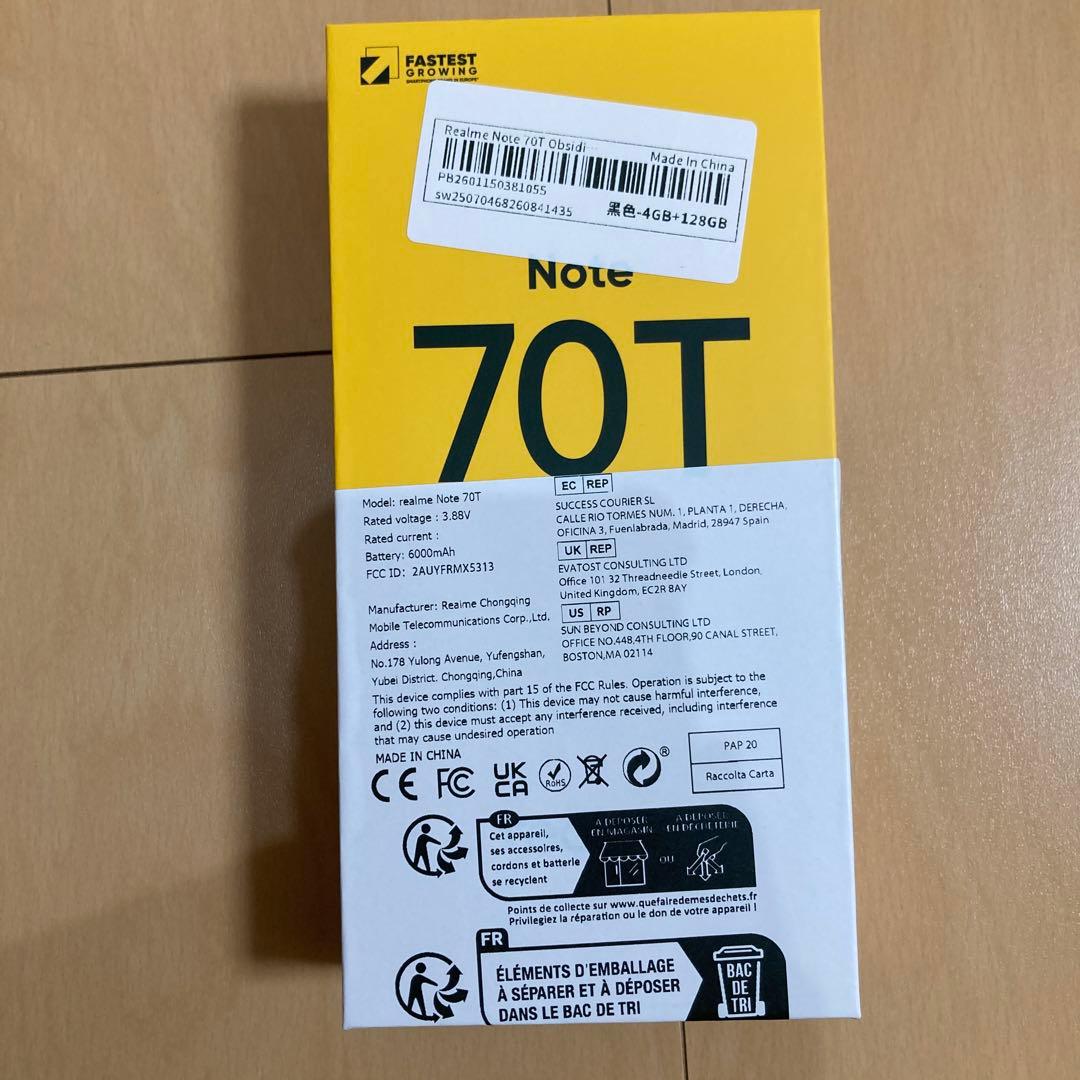 Realme note 70T 128GB ブラック ①