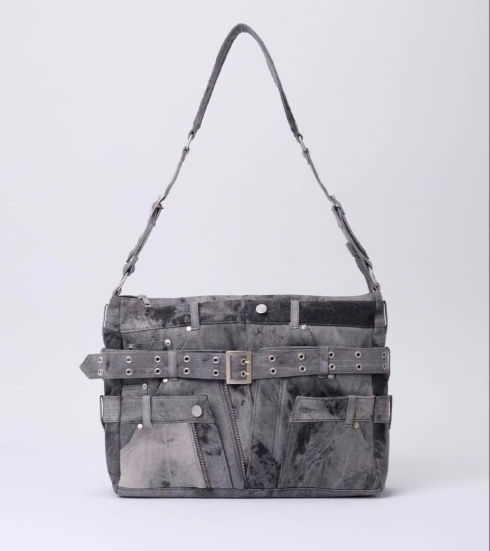 ワ*ニ様 【GRANCY】クレイジーレイヤードデニムパンツデザインショルダーバッ