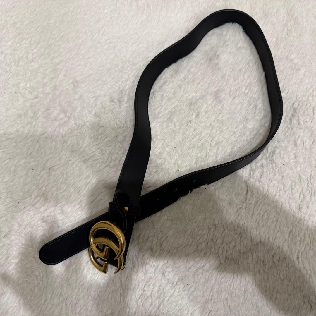 GUCCI☆グッチ☆ダブルGワイドベルト☆ブラック GGロゴ