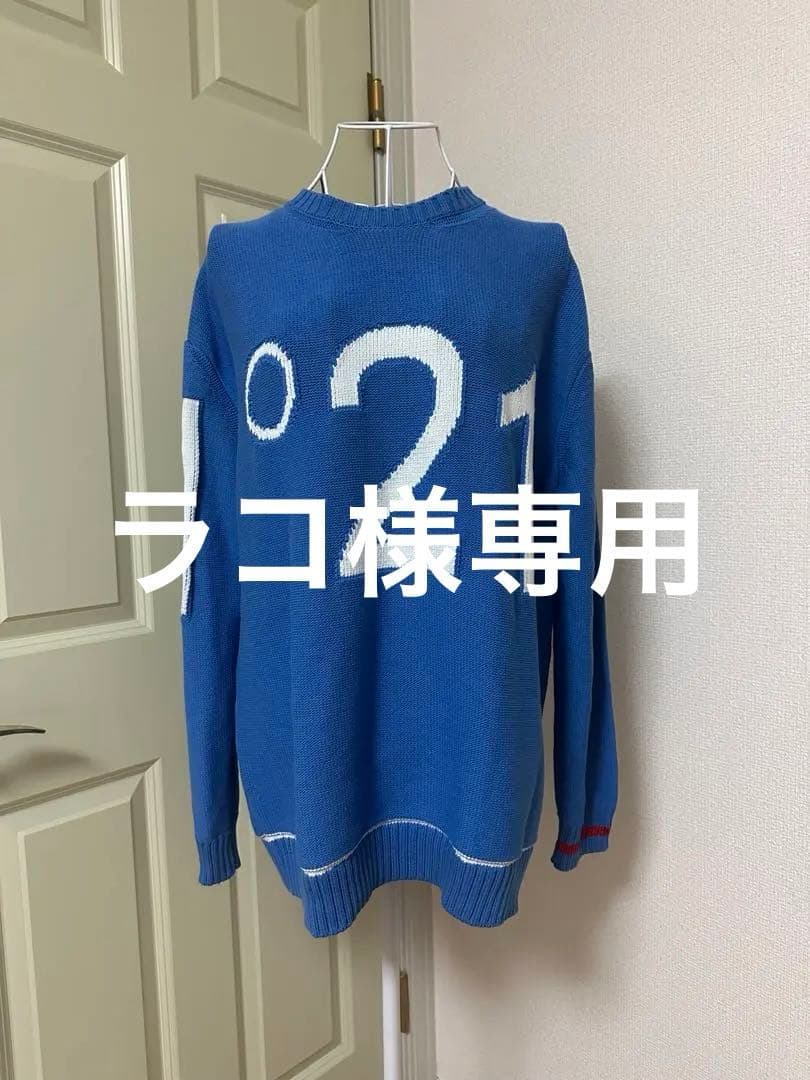 N°21 ヌメロヴェントゥーノ ロゴ サマーニット【青色】