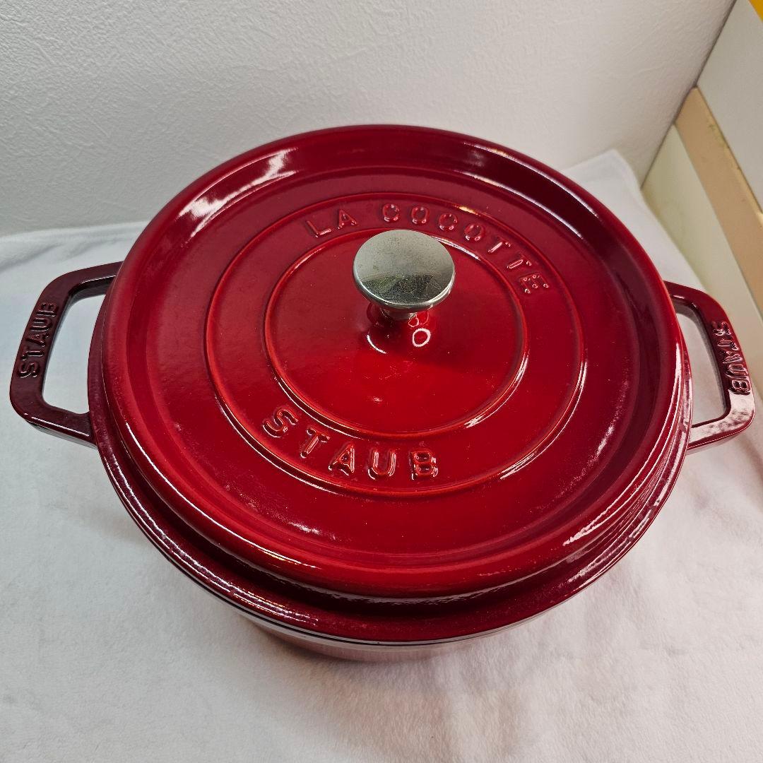 STAUB ストウブ 鋳物ホーロー鍋 ピコ・ココット 24cm ラウンドチェリ