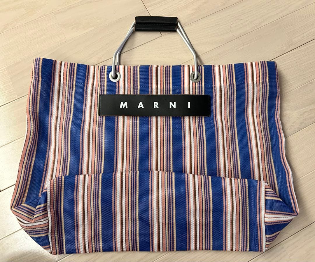 美品❣️MARNI ストライプ エコバッグ　付属品-袋あり