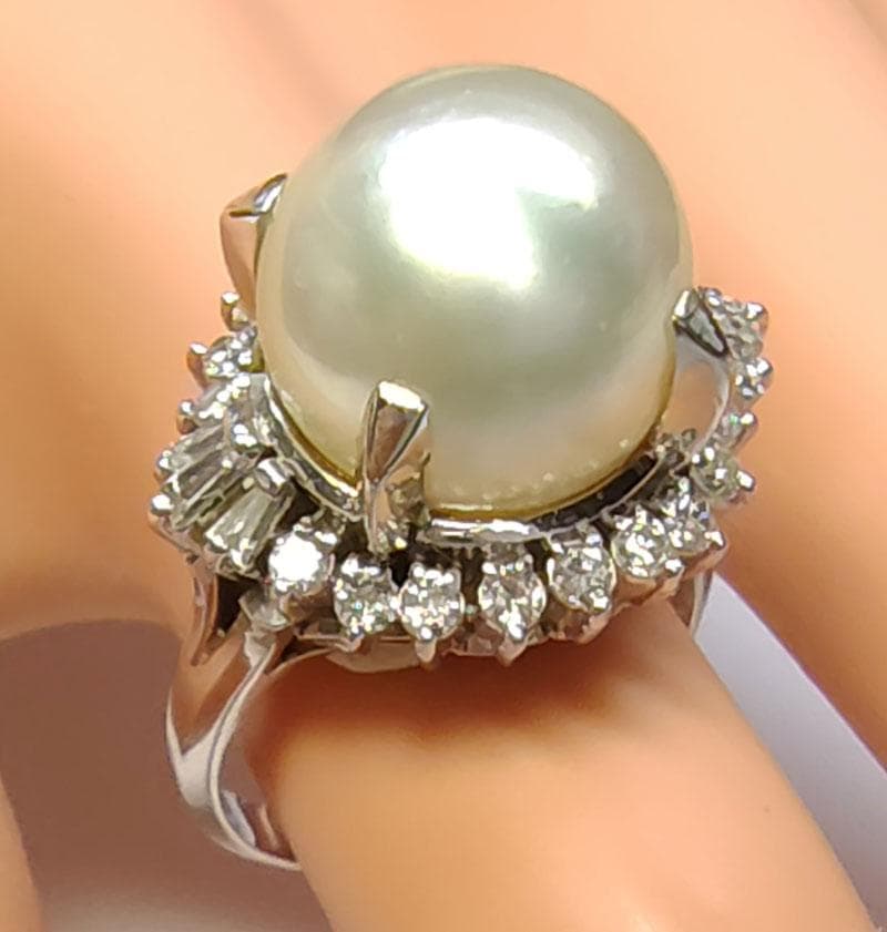 真珠　ダイヤモンド　プラチナ　リング