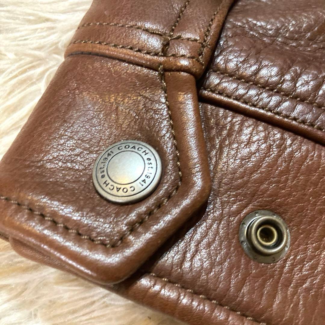 COACHレザージャケット　希少Lサイズ ブラウン／L／カウレザー（牛革）