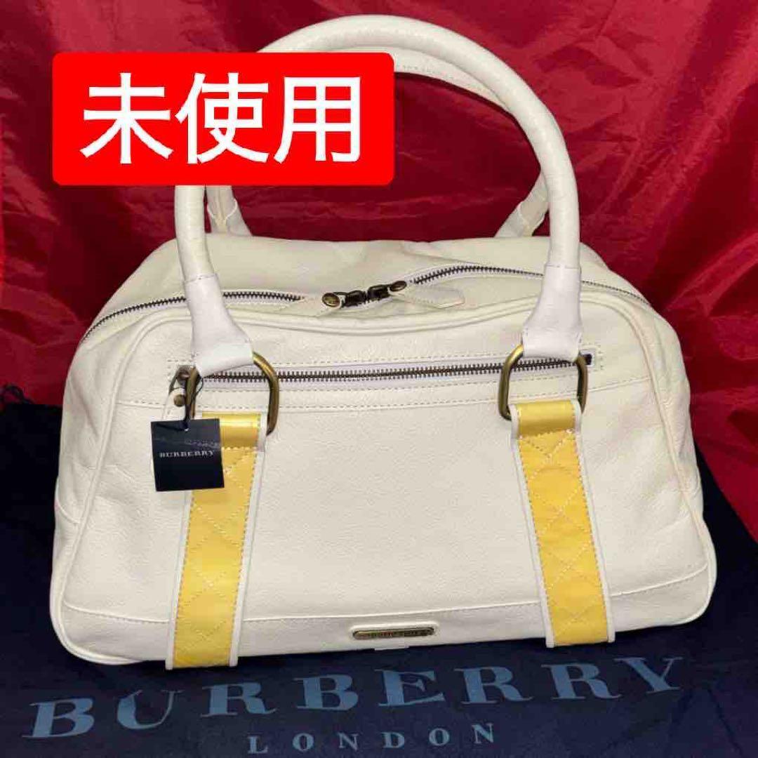 Burberry☆ホワイトレザーボストンバッグ 未使用