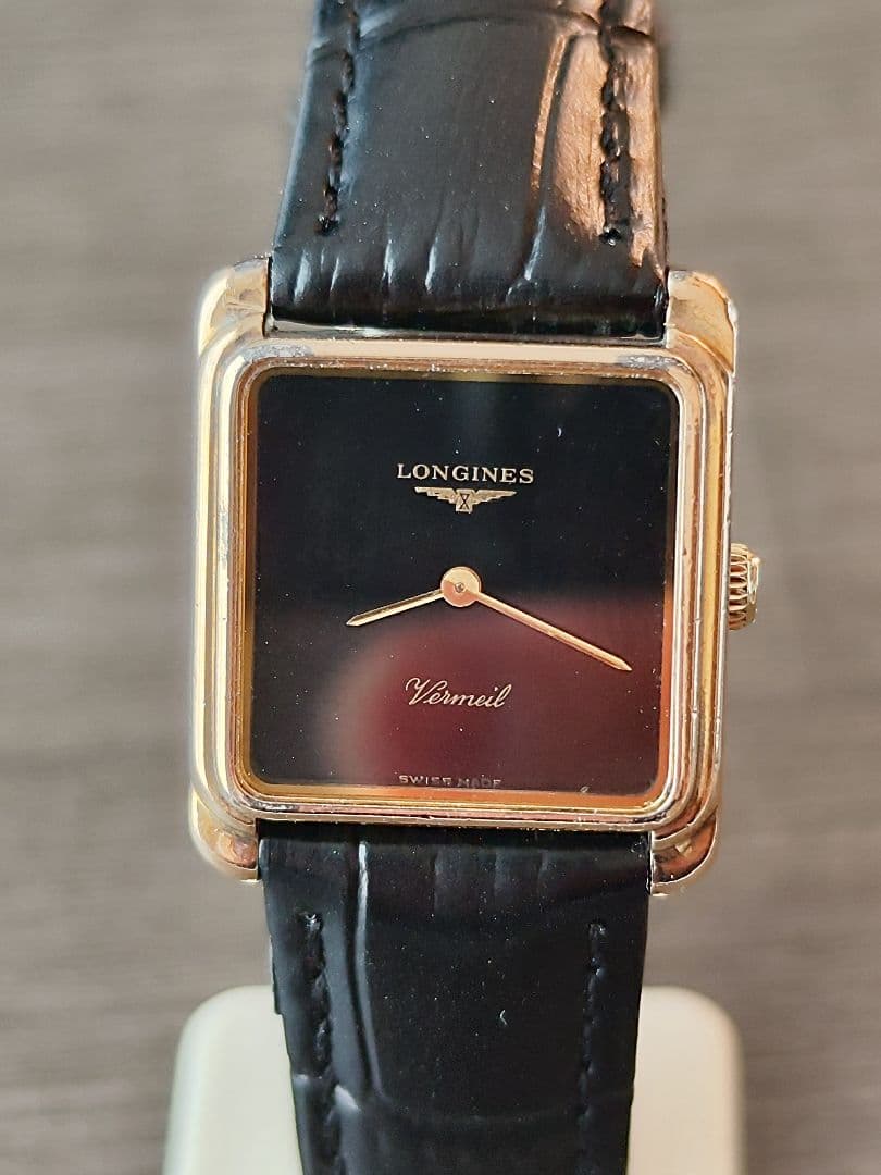 手巻き 稼働品 ロンジン レディース腕時計 黒色文字盤