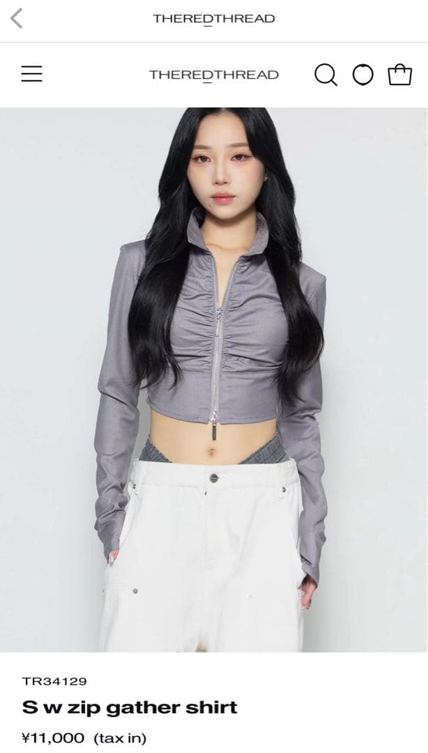 theredthread S w zip gather shirt タグ付き