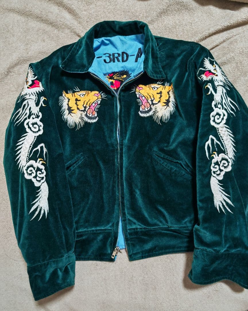 美品 未使用近 テーラー東洋 ２面用 虎龍鷲 別珍 スカジャン vintage