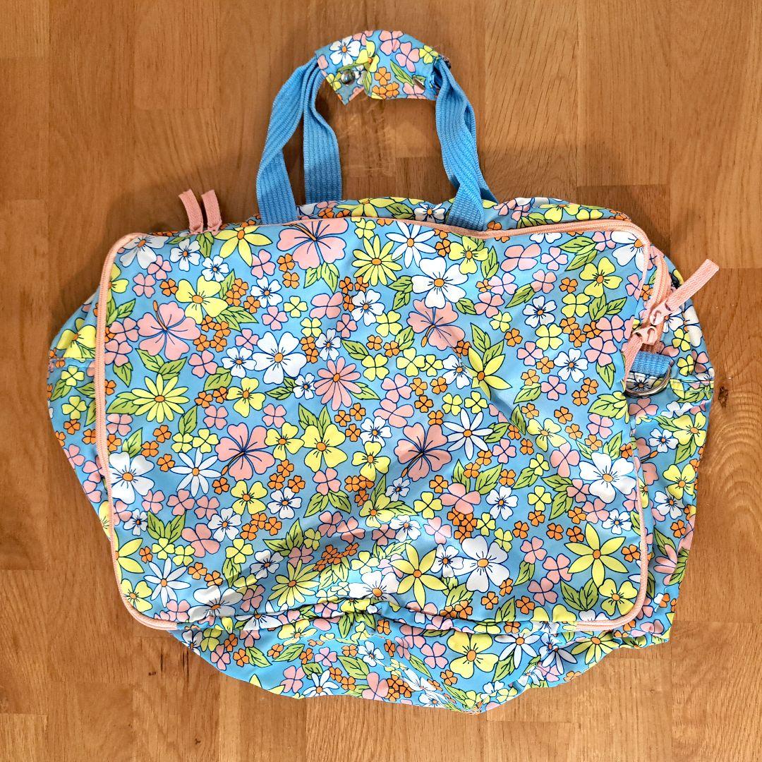 ハローキティ　花柄ボストンバッグ　ポケット　平成レトロ　ヴィンテージ