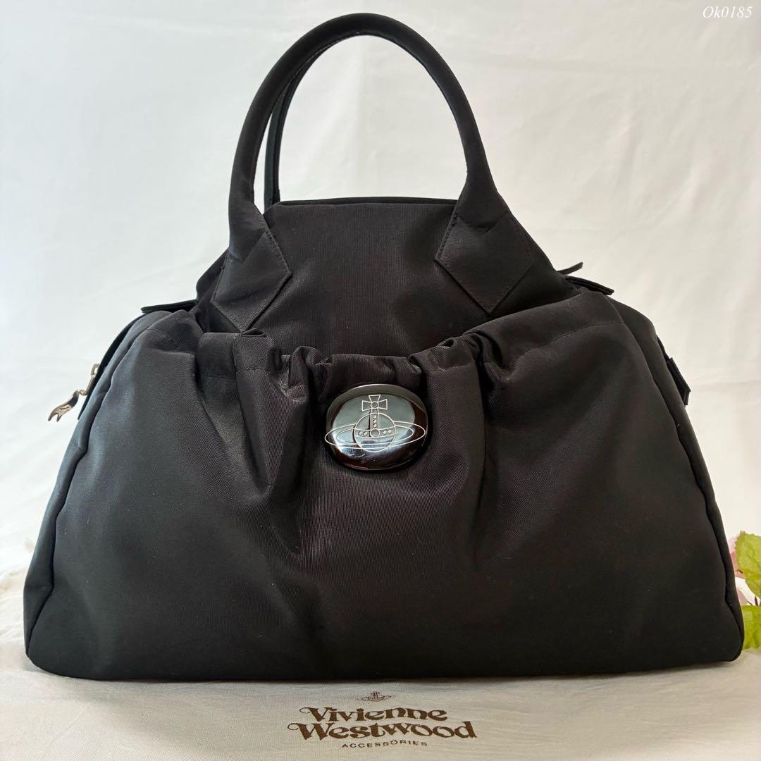 【極美品】ヴィヴィアンウエストウッド ハンドバッグ ナイロン オーブ 黒 A4可