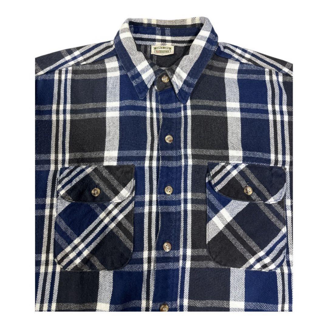 90s ファイブブラザー ヘビーネルシャツ USA製 sizeL 黒　白　紺