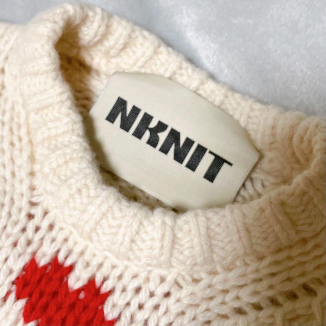 NKNIT Heart pattern ショート丈ニット(ホワイト)