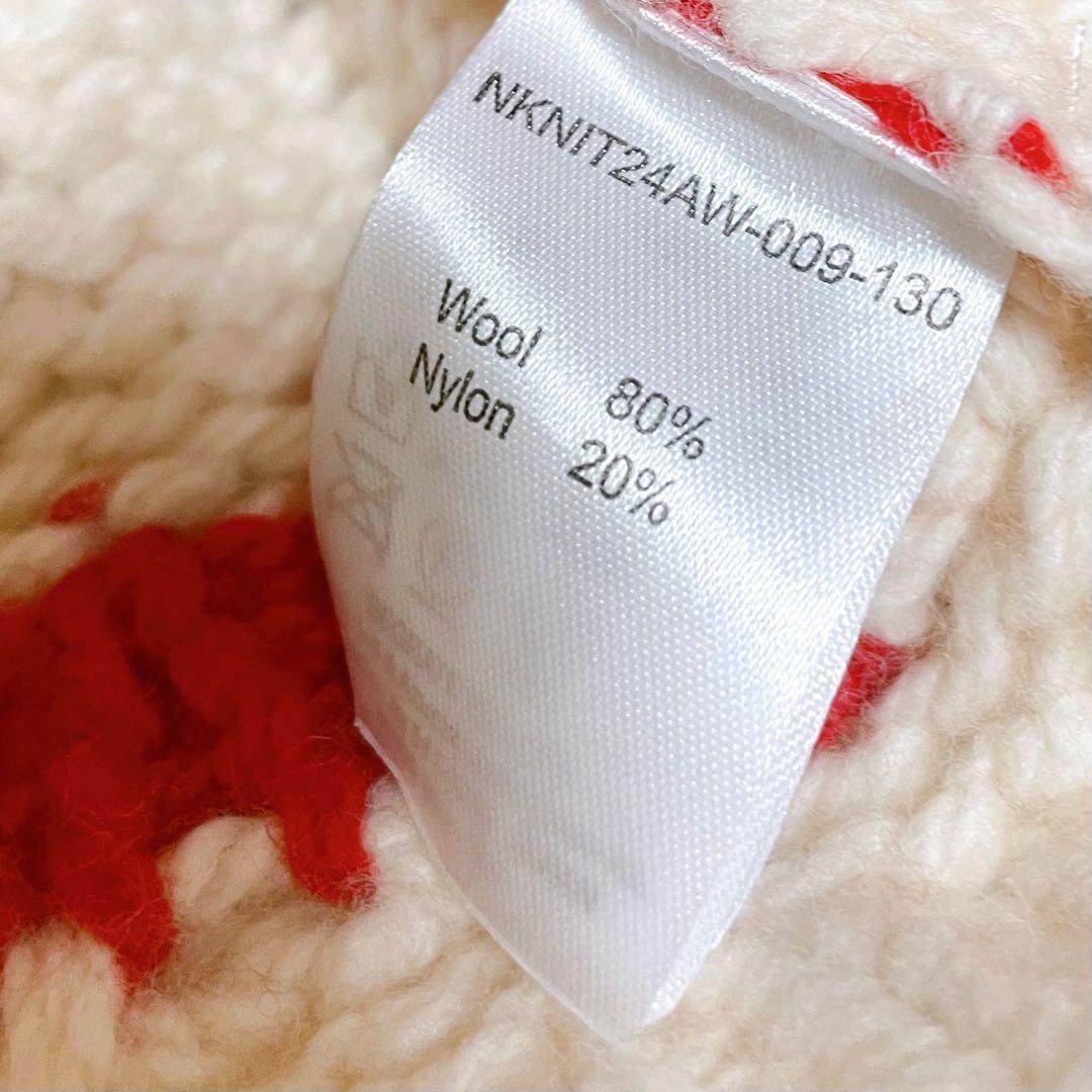 NKNIT Heart pattern ショート丈ニット(ホワイト)