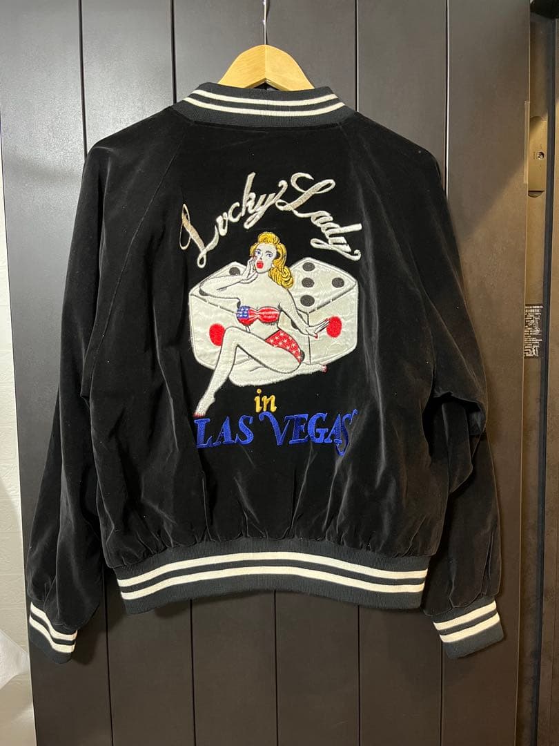 希少★KEI SING ロサンゼルス・トランプ刺繍 ベロアスタジャン ブルゾン