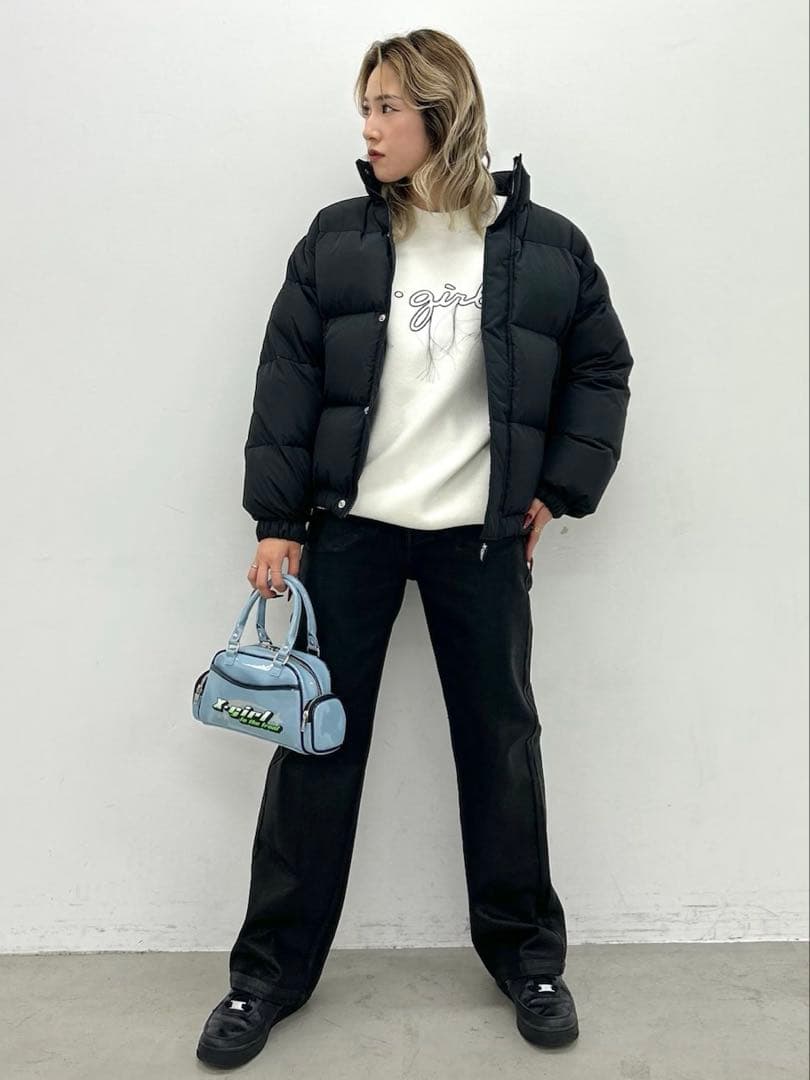 【新品】エックスガール ロゴテープ付きダウンジャケット ジャンパー 防寒 黒