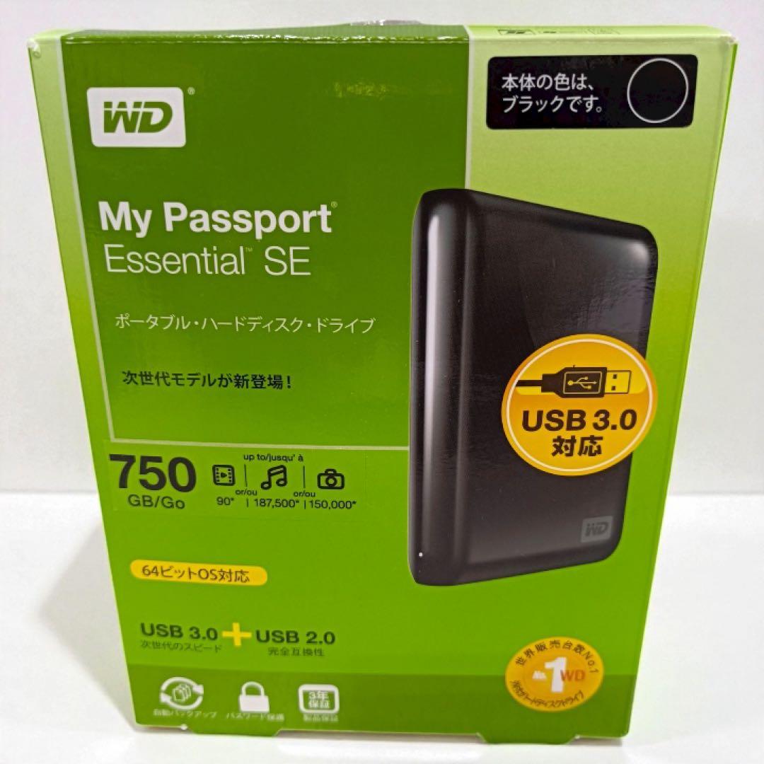 八6445【未使用品】WD ポータブルハードドライブ 750GB