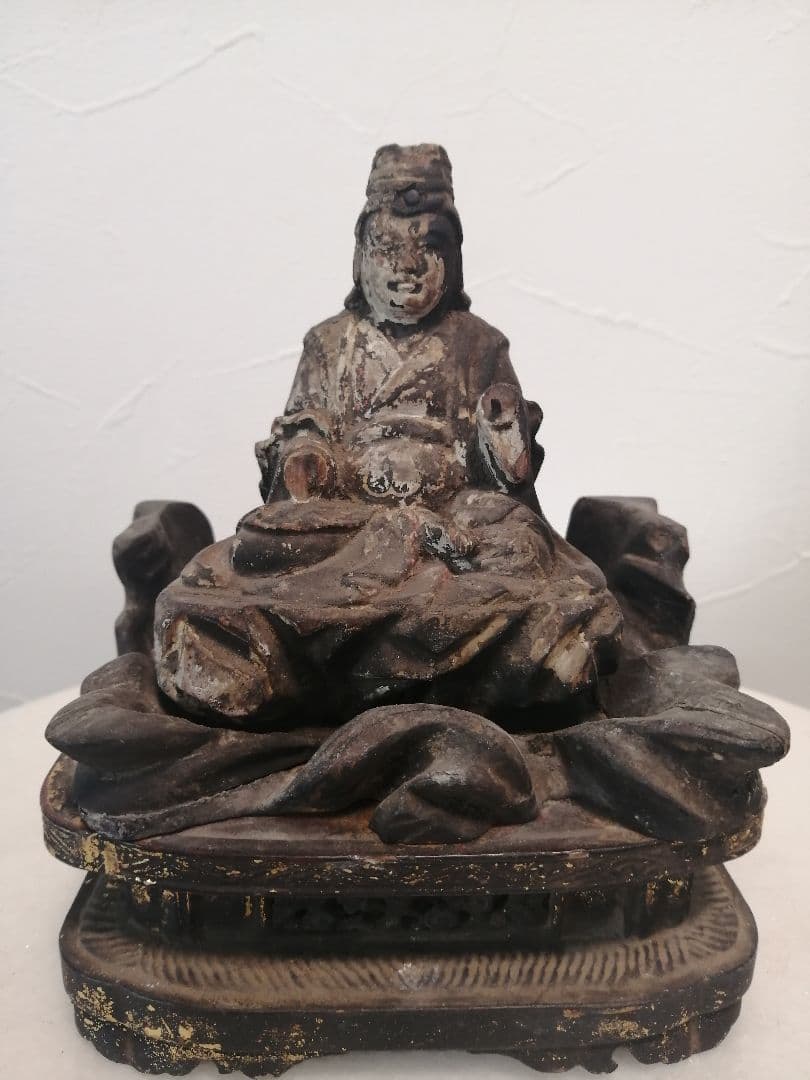 猪飼正徳 室町〜江戸初期 木彫 弁財天 仏像