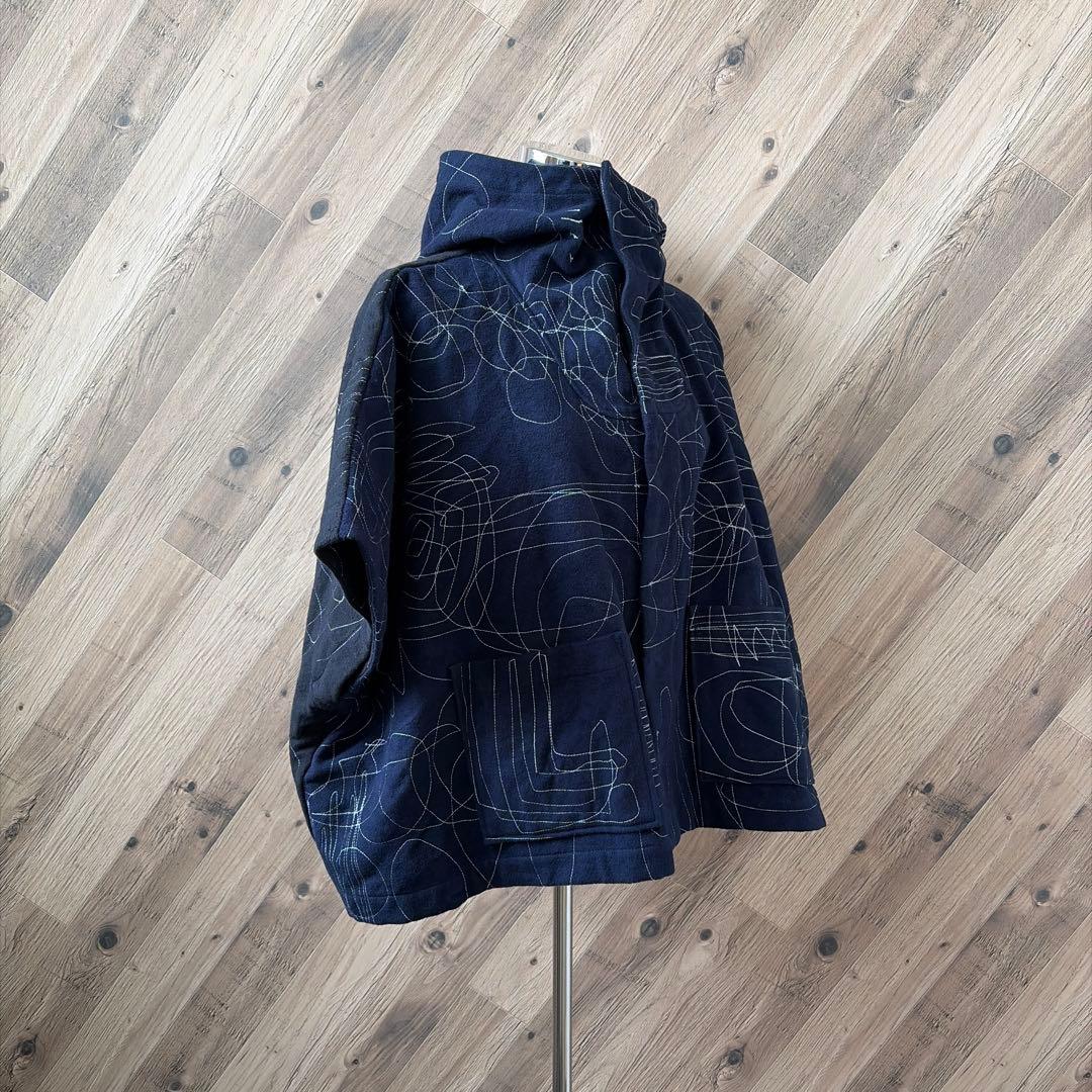 オガワトモコ 刺繍作家 ステッチ刺繍 フード 肉厚 綿100% 羽織り