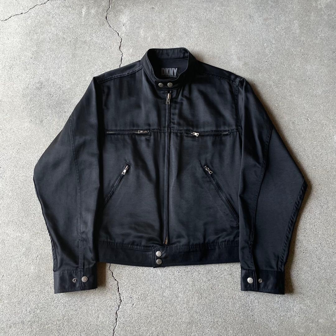 ジャケット・アウター 90s DKNY black satin motorcycle jacket s