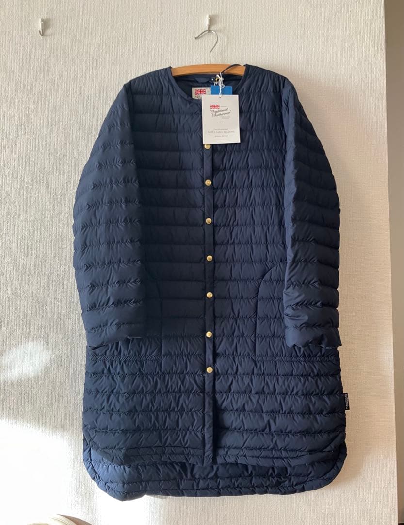 新品　グリーンレーベル　別注　アークリー　キルティング　ロングダウン　ネイビー