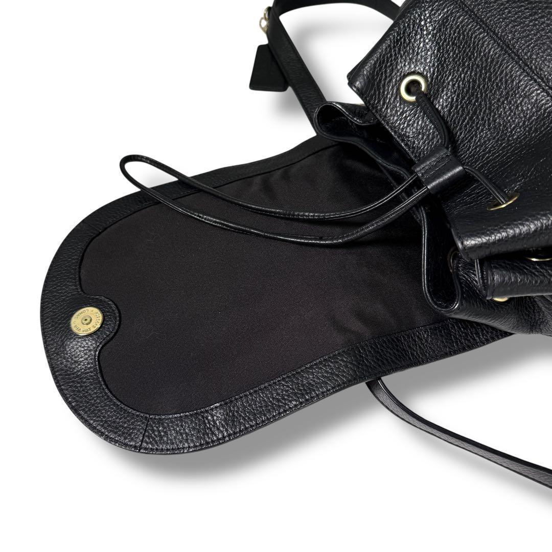 極美品 コーチ リュック バックパック レザー ブラック フラップ ターンロック