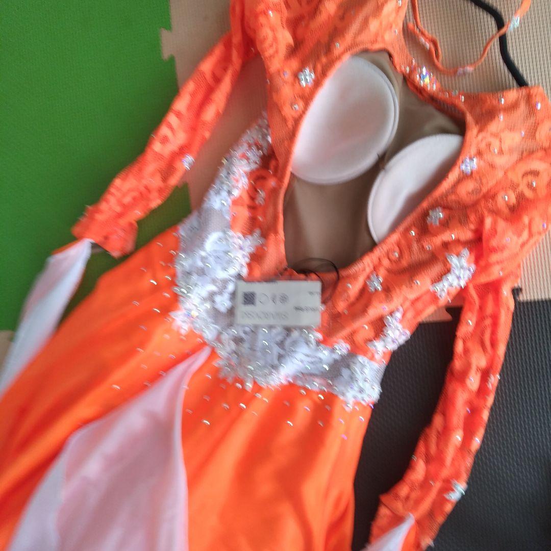 新品オレンジの社交ダンスドレス
